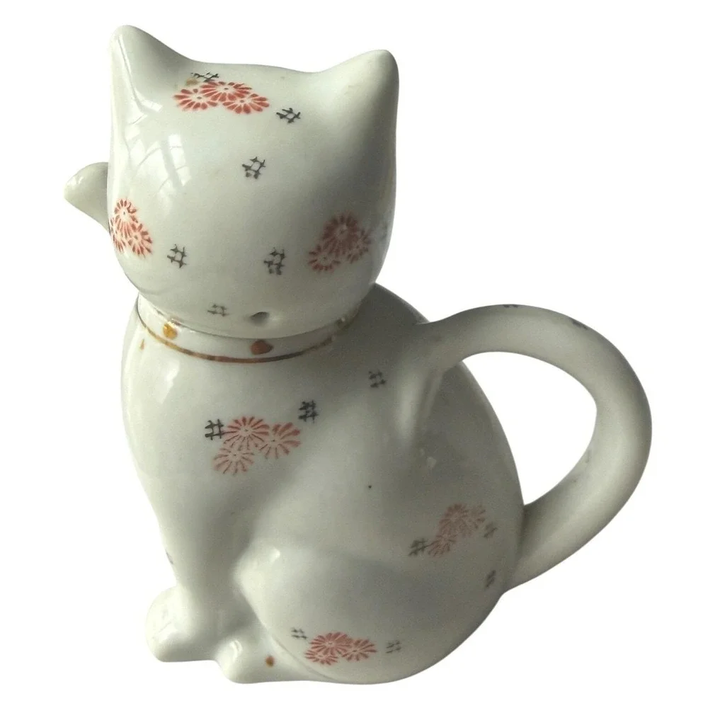 Vintage‎ 1970s Porcelain Cat Teapot Figural Made in China Cottagecore Cat Lover